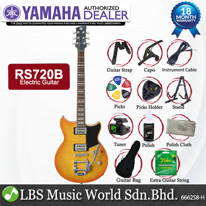 Yamaha RS720B Flame Maple Top HH Pickup Electric Guitar Wall Fade with Gig Bag (RS 720B)