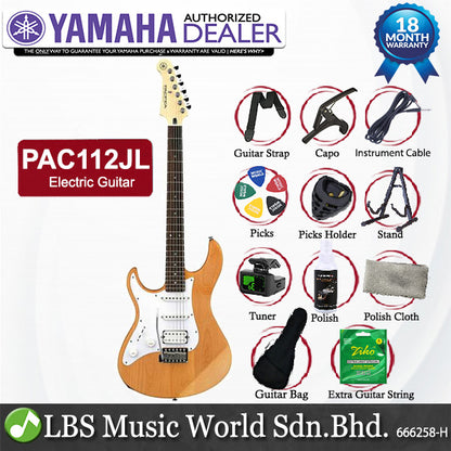 Yamaha PAC112JL Left Handed Alder HSS Electric Guitar - Yellow Natural Satin (PAC 112JL)