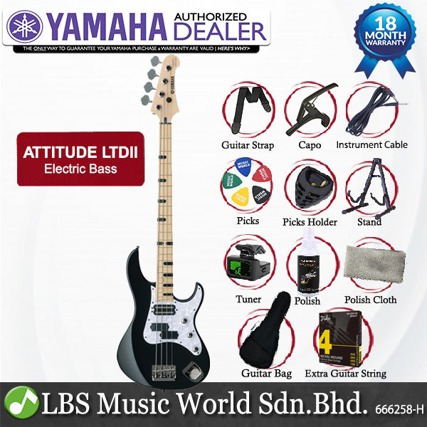 Yamaha ATTITUDE LTDII Alder 3P 4 String Billy Sheehan Attitude Limited 3 Electric Bass Black