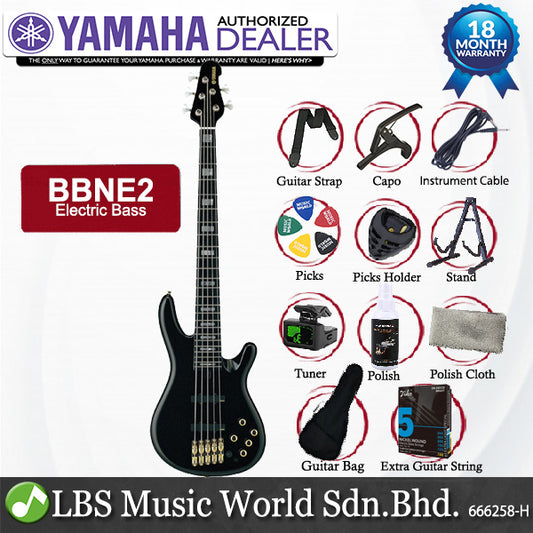 Yamaha BBNE2 5 String Maple Mahogany 5 Ply Neck Electric Bass Black (BBNE 2)