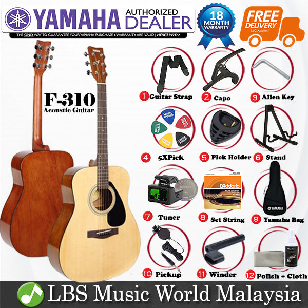 Yamaha F310 41'' Full Size Acoustic Guitar Package With D'addario String A Frame (F 310)