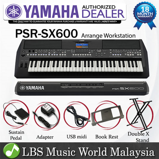 Yamaha PSR-SX600 61 Key Arranger Workstation Keyboard Intermediate Package (PSRSX600 PSR SX600)