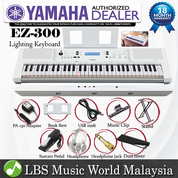 Yamaha EZ-300 61 Key Lighting Portable Keyboard with Lighted Key Intermediate Package with WTB-005 (EZ300 EZ 300)