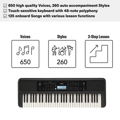 Yamaha PSR-E383 61 Keys Portable Keyboard Basic Package (PSRE383 PSR E383)