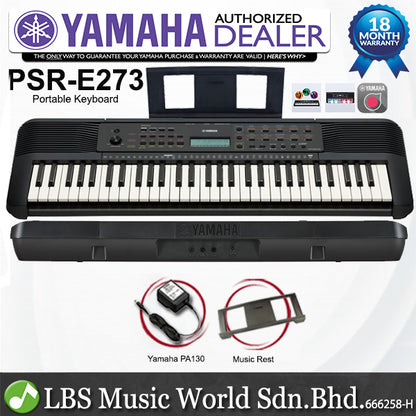 Yamaha PSR-E283 61 Keys Portable Keyboard with Adapter & Music Rest (PSRE283 PSRE273)