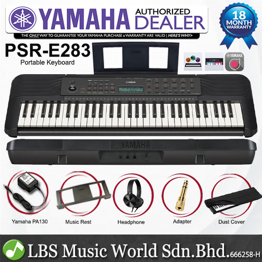 Yamaha PSR-E283 61 Keys Portable Keyboard Basic Package (PSRE283 PSR E283)