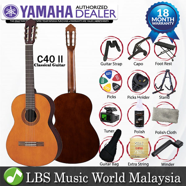 Yamaha C40 II 39" Classical Guitar Professional Full Package (C40II)
