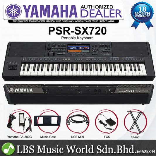 Yamaha PSR-SX720 61 Key Arranger Workstation Keyboard Basic Package (PSR SX720)