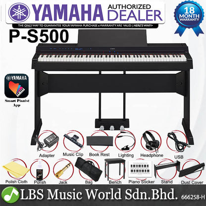 Yamaha P-S500 88 Keys Digital Smart Piano Complete Package - Black (PS500 P S500)