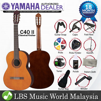 Yamaha C40 II Classical Guitar Standard Package with Guitar Stand (C40II)