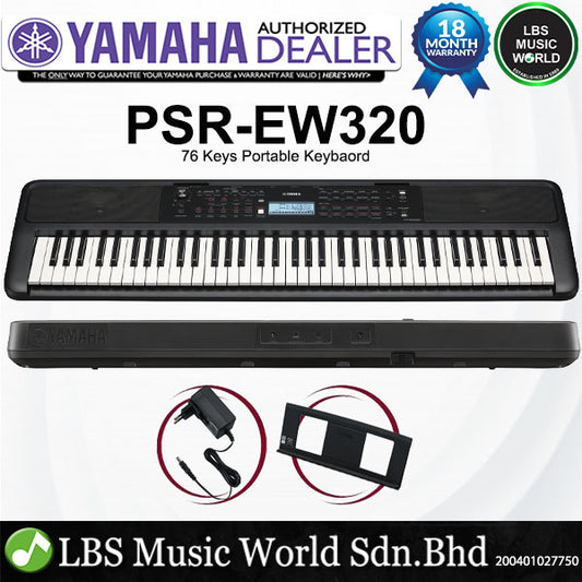 Yamaha PSR-EW320 76-key Portable Arranger Music Keyboard with Adapter (PSREW320 PSR EW320)