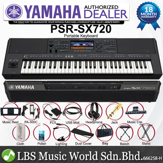 Yamaha PSR-SX720 61 Key Arranger Workstation Keyboard Full Package (PSR SX720)