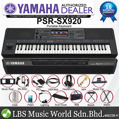 Yamaha PSR-SX920 61 Key Arranger Workstation Keyboard Complete Package (PSR SX920)
