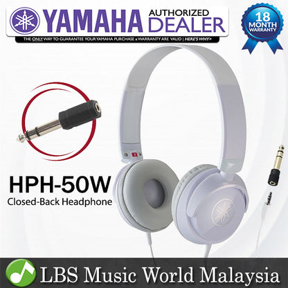 Yamaha HPH-50 Professional Grade Compact Headphone White (HPH50 HPH 50)