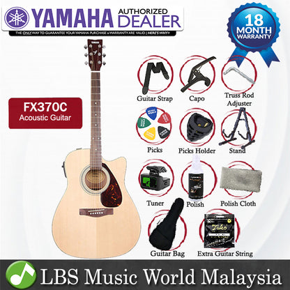 Yamaha FX370C Dreadnought Cutaway Acoustic Electric Guitar With Rosewood Fingerboard - Natural (FX-370C FX 370C)
