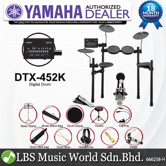 YAMAHA Digital Drum DTX-452K Electronic Drum Kit Bundle (DTX452K DTX452)