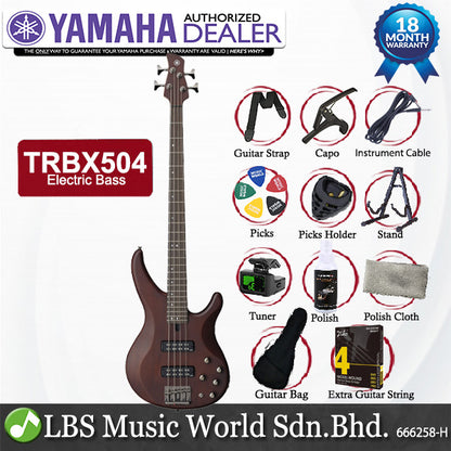 Yamaha TRBX504 4 String Bass Guitar Basses Bundle Professional Series (TRBX 504)