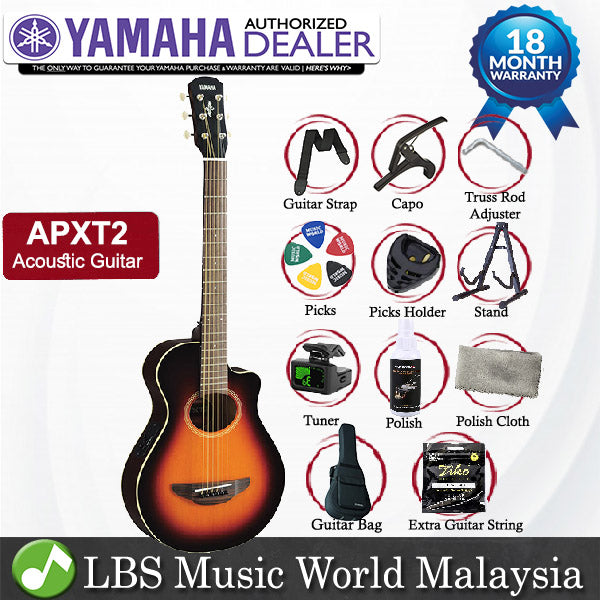 Yamaha APXT2 Acoustic Guitar 3/4 Travel Acoustic Electric Guitar Package - Old Violin Sunburst