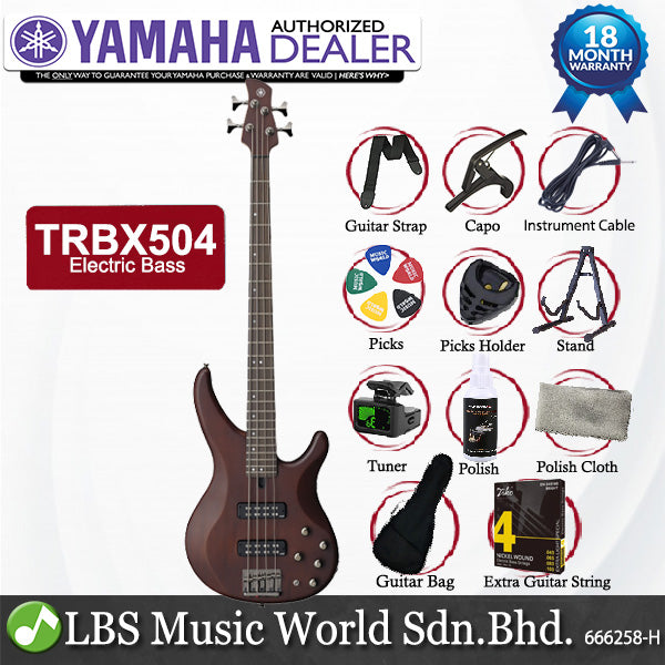 Yamaha TRBX504 4 String Bass Guitar Basses Bundle Professional Series (TRBX 504)