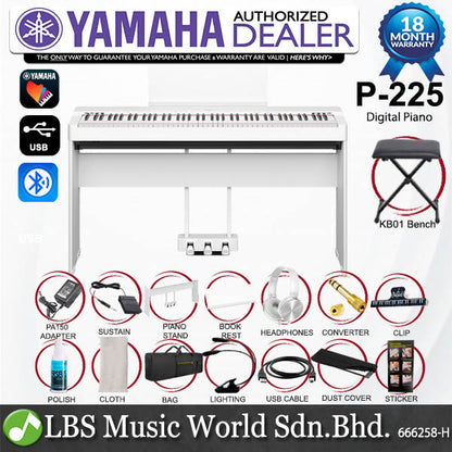 Yamaha P-225 88 Key Digital Piano Complete Package (P225 P 225)