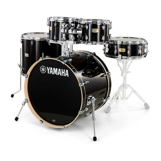 Yamaha SBP2F5 Stage Custom Birch 5 Piece Acoustic Drum Set Full Package with Single Pedal (Raven Black)