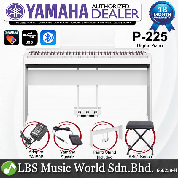 Yamaha P-225 88 Key Digital Piano Complete Package (P225 P 225)