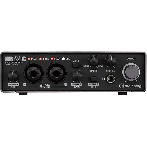 Yamaha Steinberg UR22C USB C Audio Interface Pack with ST-M01 Condenser Microphone and ST-H01 Headphone (Pop Filter and Mic Clamp)