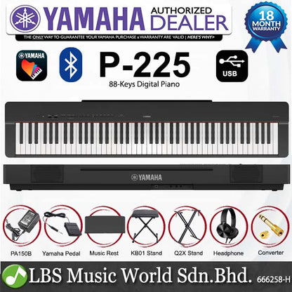Yamaha P-225 88 Key Digital Piano Complete Package (P225 P 225)