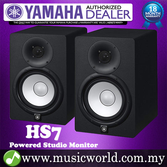 Yamaha HS7 6.5" Powered Studio Monitor Speaker Cabinet 95W with 6.5" Cone Woofer - Black (Pair)
