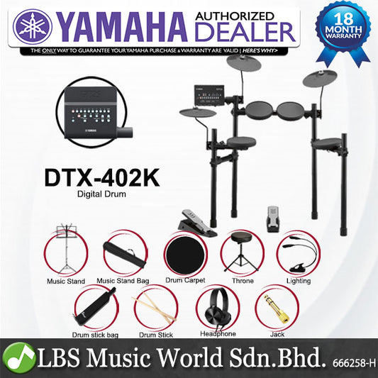 Yamaha Digital Drum DTX-402K Electronic Drum Kit Package (DTX 402 DTX402K)