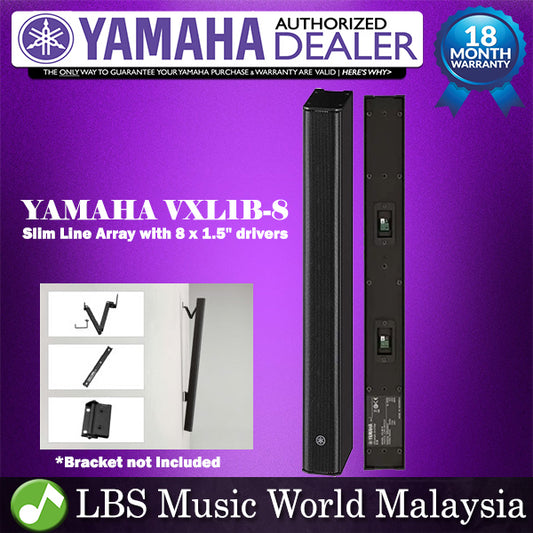 Yamaha VXL1B-8 Slim Line Array Speaker with 8 x 1.5" drivers Loudspeaker Black (VSL1B)