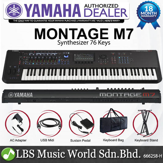 Yamaha Montage M7 76 key Synthesizer Music Workstation FSX Keyboard - Intermediate Package