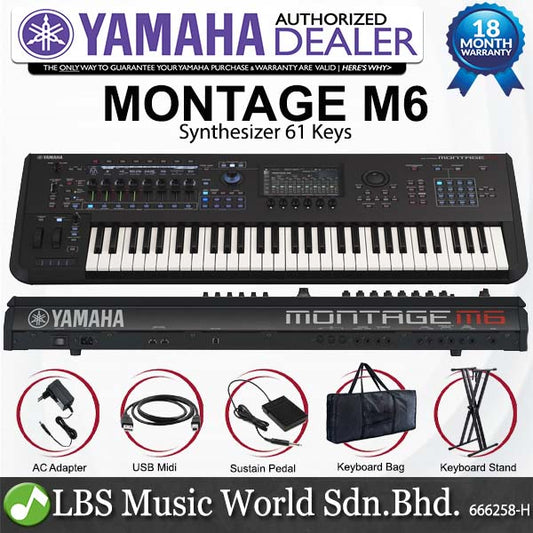 Yamaha Montage M6 61 Key Synthesizer Music Workstation FSX Keyboard - Intermediate Package