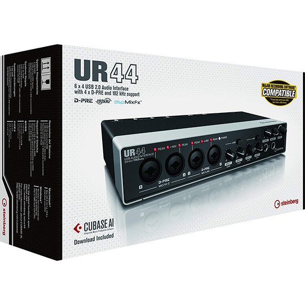 [Clearance] Yamaha Steinberg UR44 6 x 4 Audio Interface with 4 Class Preamps and Cubase AI Software