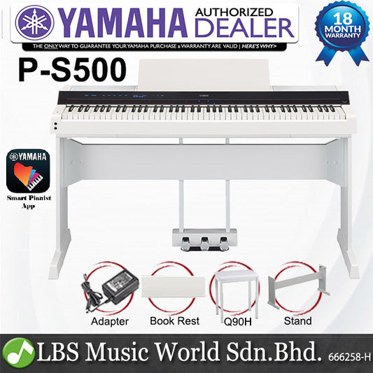 Yamaha P-S500 88 Keys Digital Smart Piano Package - White (PS500 P S500)