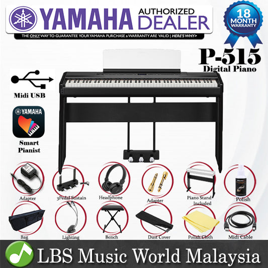 Yamaha P-515 88 Key Digital Piano Deluxe Package Electric Keyboard (P515)