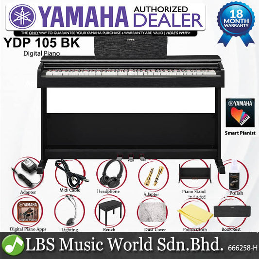 Yamaha YDP-105 88 Key Digital Piano Electric Organ - Black (YDP105 YDP 105)