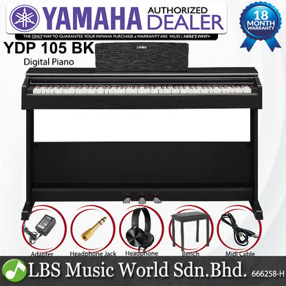 Yamaha YDP-105 88 Key Digital Piano Electric Organ - Black (YDP105 YDP 105)