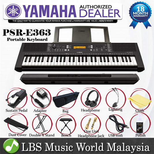 Yamaha PSR-E363 61keys Keyboard Complete Set (PSRE363 / PSR E363)