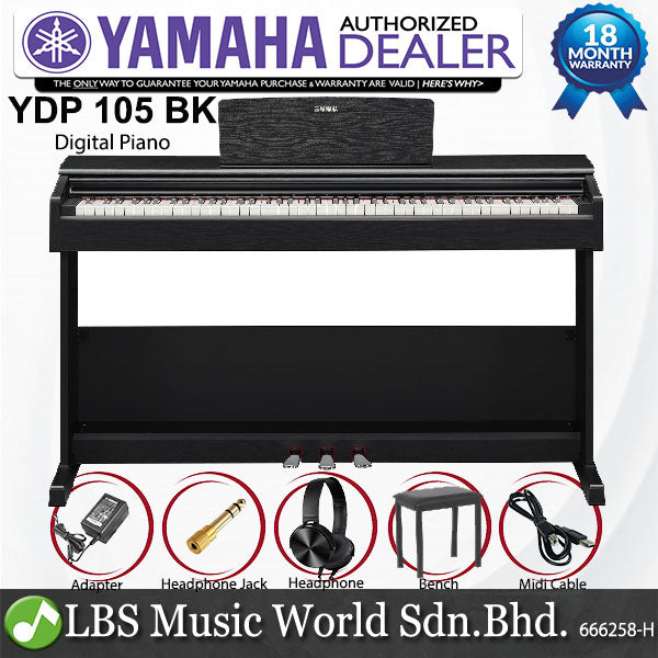 Yamaha YDP-105 88 Key Digital Piano Electric Organ - Black (YDP105 YDP 105)