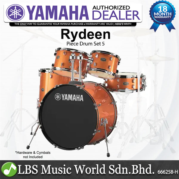 Yamaha Rydeen RDP2F5 5 Pieces Acoustic Drum Set with Cymbal Package - Orange