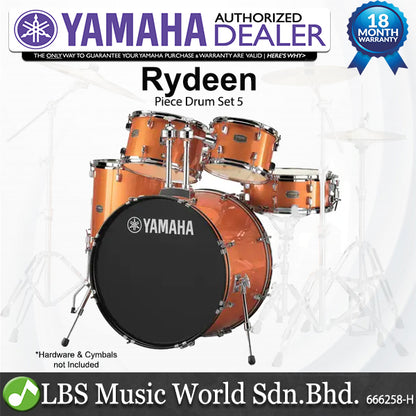 Yamaha Rydeen RDP2F5 5 Pieces Acoustic Drum Set with Cymbal Package - Orange