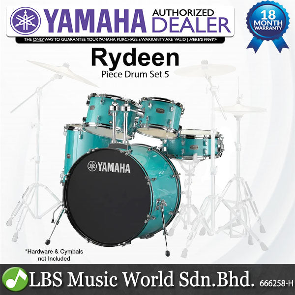 Yamaha Rydeen RDP2F5 5 Pieces Acoustic Drum Set with Cymbal Package - Turquoise