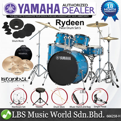 Yamaha Rydeen RDP2F5 5 Pieces Acoustic Drum Set with Cymbal Package - Sky Blue