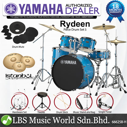 Yamaha Rydeen RDP2F5 5 Pieces Acoustic Drum Set with Cymbal Package - Sky Blue