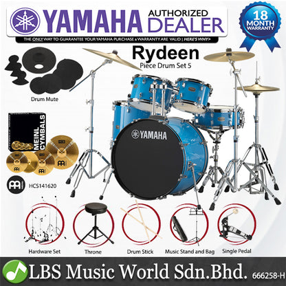 Yamaha Rydeen RDP2F5 5 Pieces Acoustic Drum Set with Cymbal Package - Sky Blue