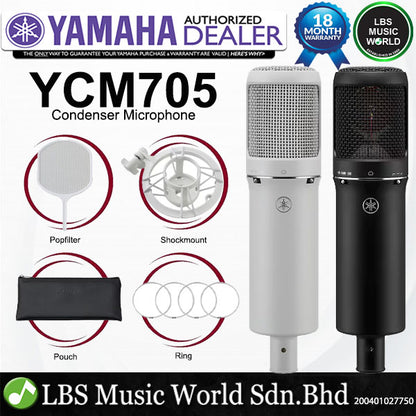 Yamaha YCM705 Wired Cardiod Mic Condenser Microphone with Shockmount and Popfilter