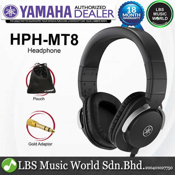 Yamaha HPH-MT8 Wire Closed Back Studio Monitor Headphone Black (HPHMT8)