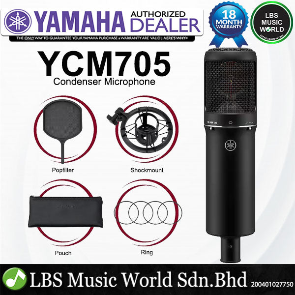 Yamaha YCM705 Wired Cardiod Mic Condenser Microphone with Shockmount and Popfilter