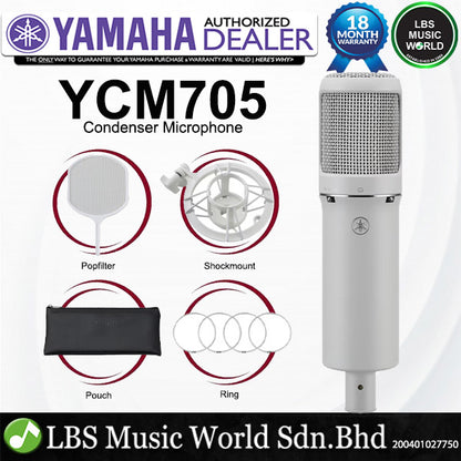 Yamaha YCM705 Wired Cardiod Mic Condenser Microphone with Shockmount and Popfilter